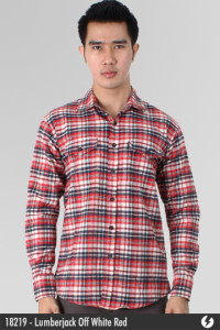 Flannel Shirt - Lumberjack Off White Red - 18219