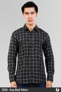 Flannel Shirt - Gray Black Voltare - 18238