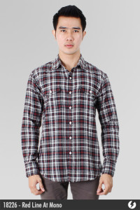 Kemeja Flannel - Red Line At Mono - 18226